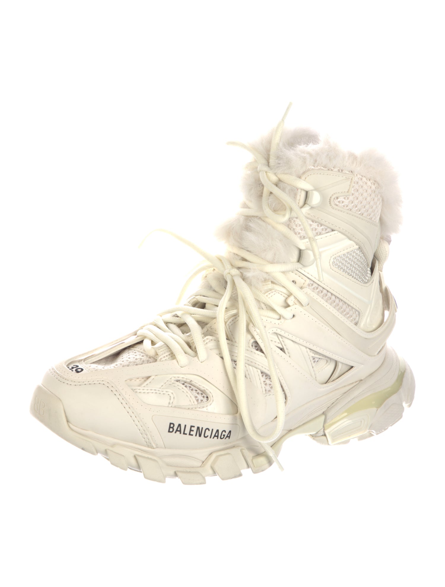 Balenciaga Leather Mesh Accents Hiking Boots